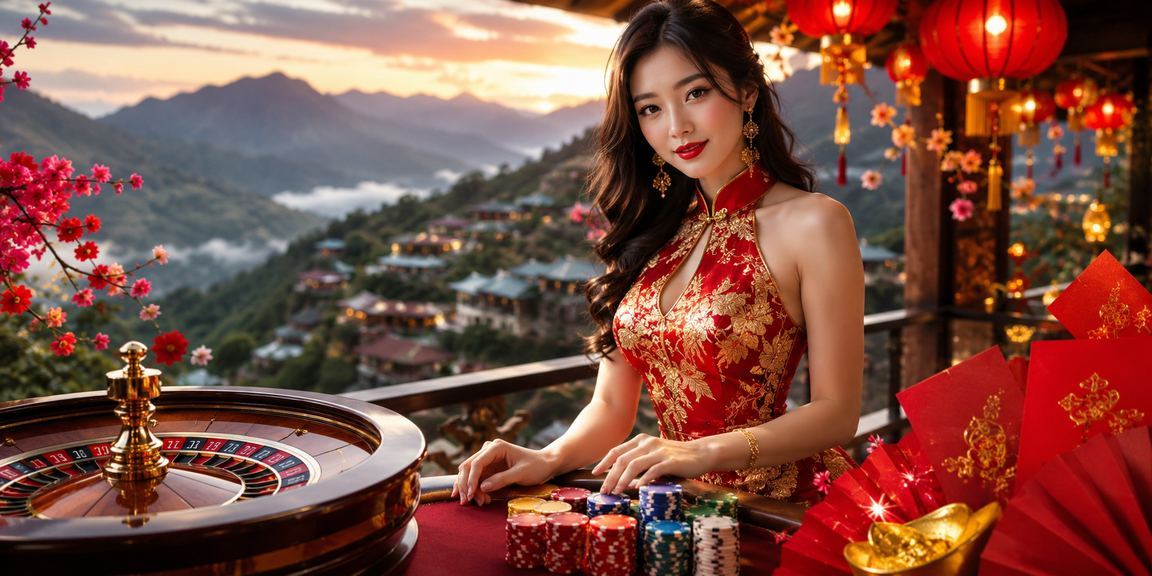 Khung cảnh chơi roulette bên đèn lồng tại Sapa